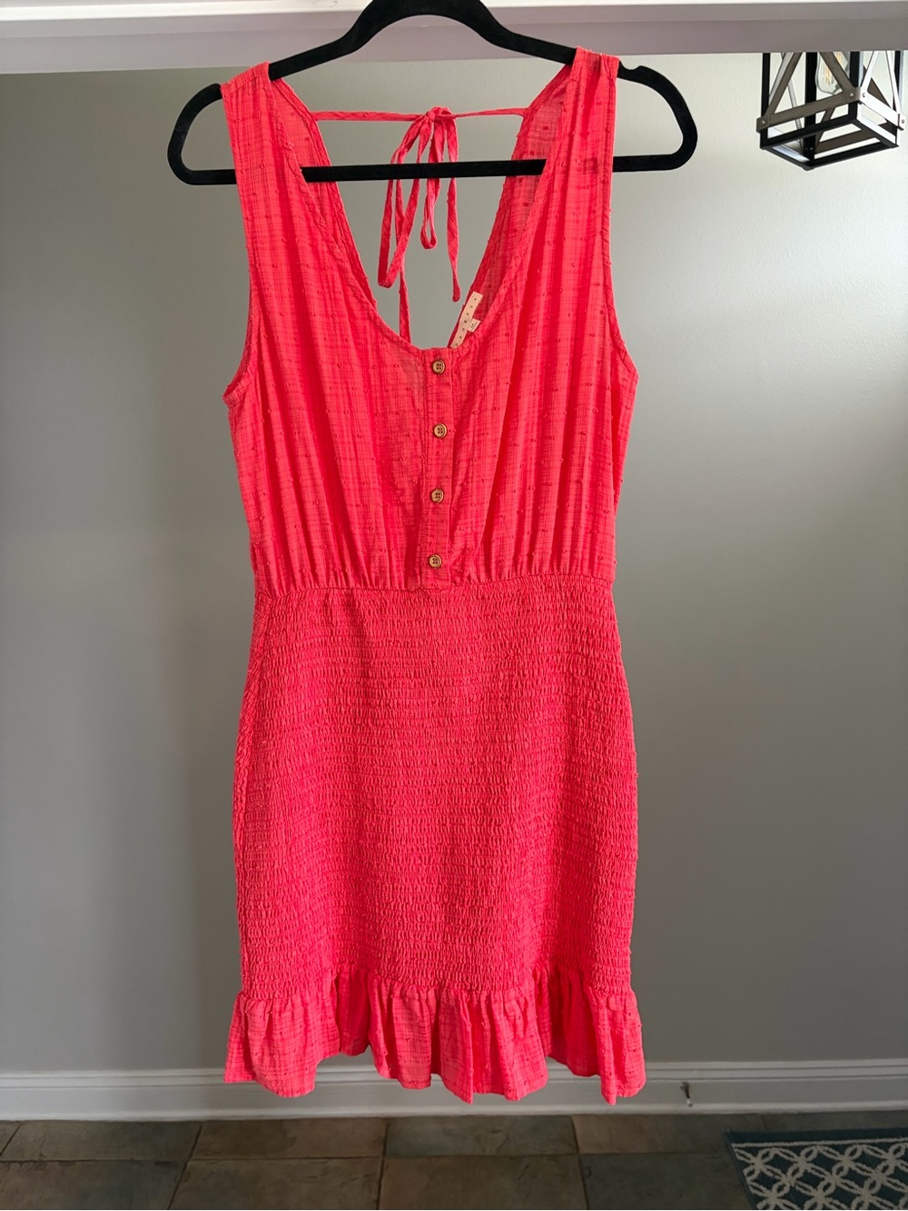 Promesa Coral-Red Sleeveless Summer Dress